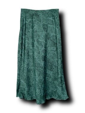 A New Day Teal Snakeskin Satin-Feel Midi Slip Skirt Y2K 90s Vibes
